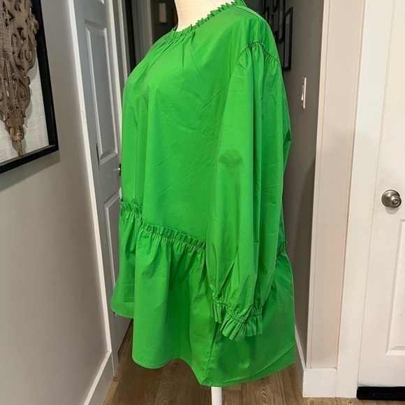 SCOOP green babydoll peplum top with half sleeves and mock neck - Picture 6 of 15